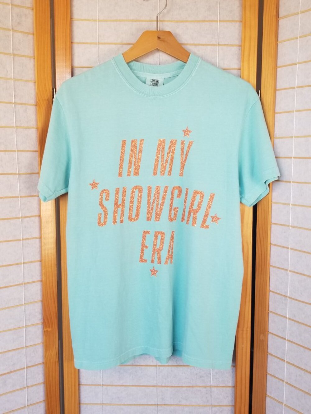 Comfort Colors Graphic T-Shirt In My Showgirl Era Blue Cotton Crew Size Medium